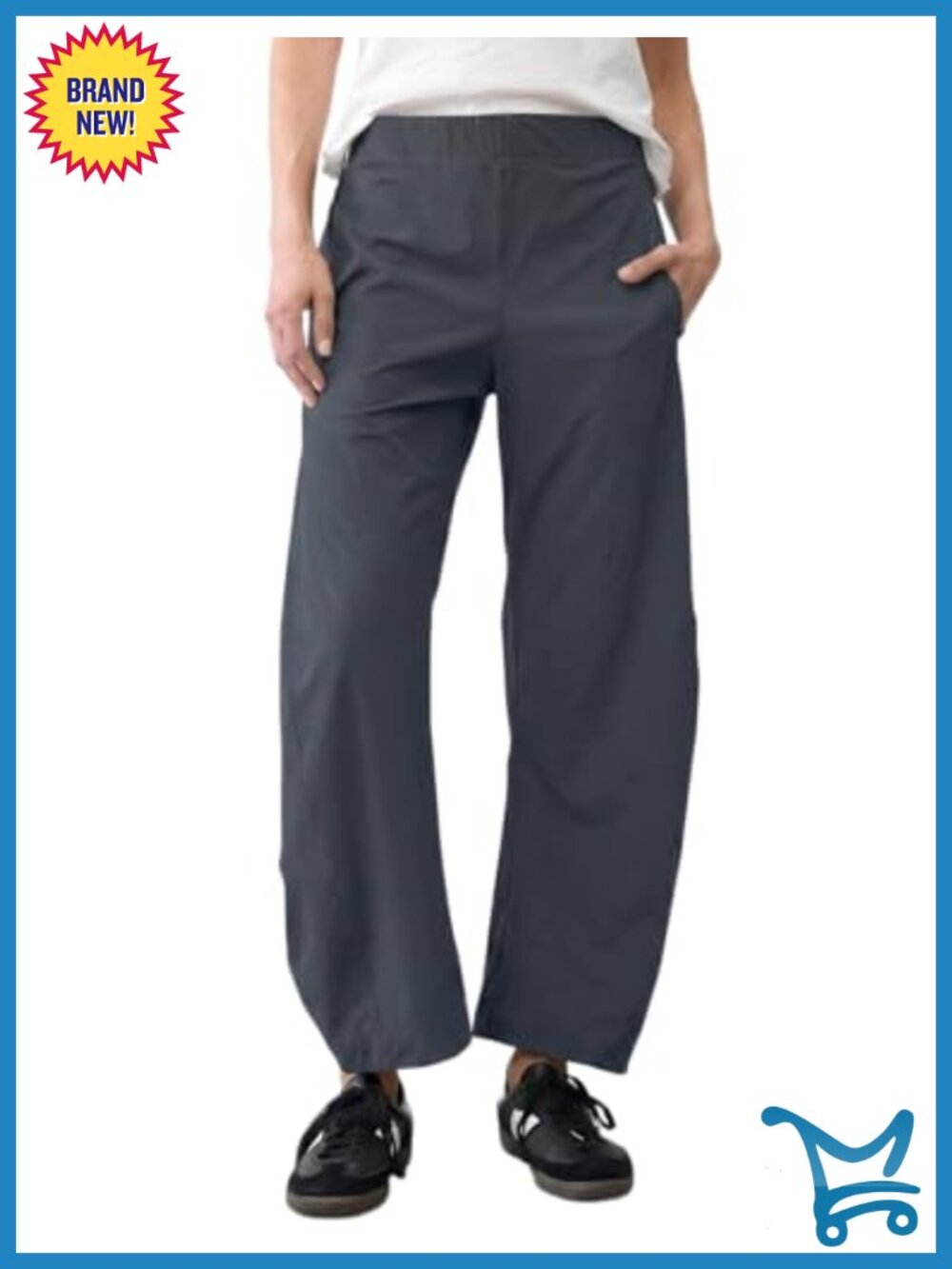 Nylon Spandex Wide Leg Ankle Pants with Side Pockets